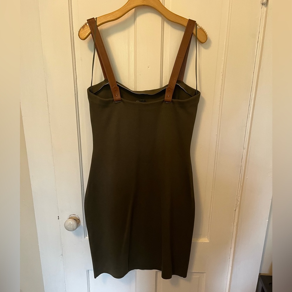 Ralph Lauren Dress - Large - Olive Green and Cognac Leather